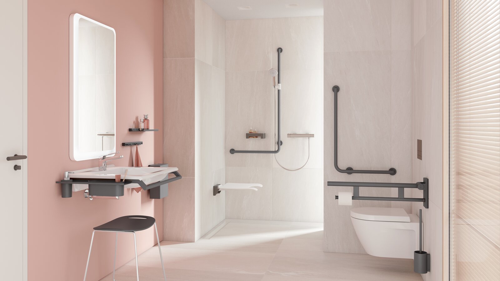 Bathroom System 900 powder-coated dark gray